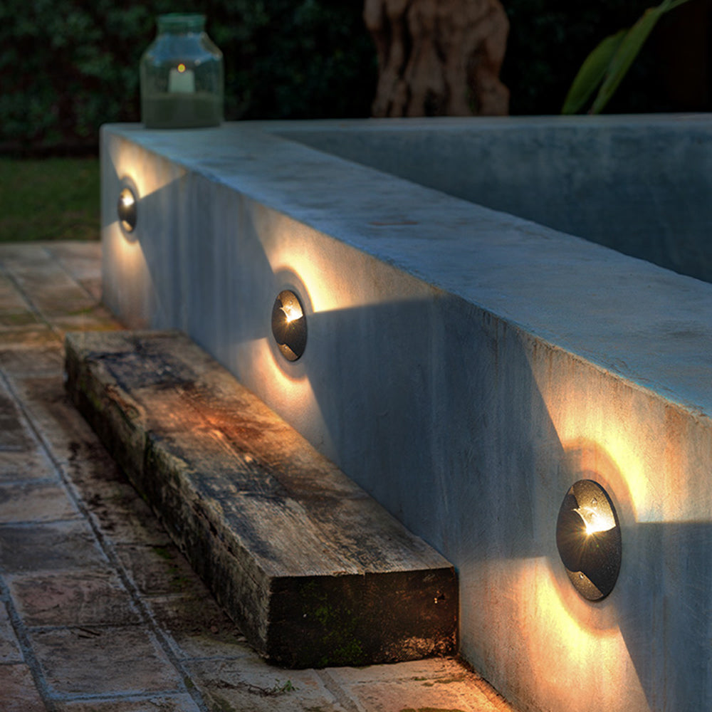 Pena Metal Cylindrical Outdoor Step/Deck Light, Black