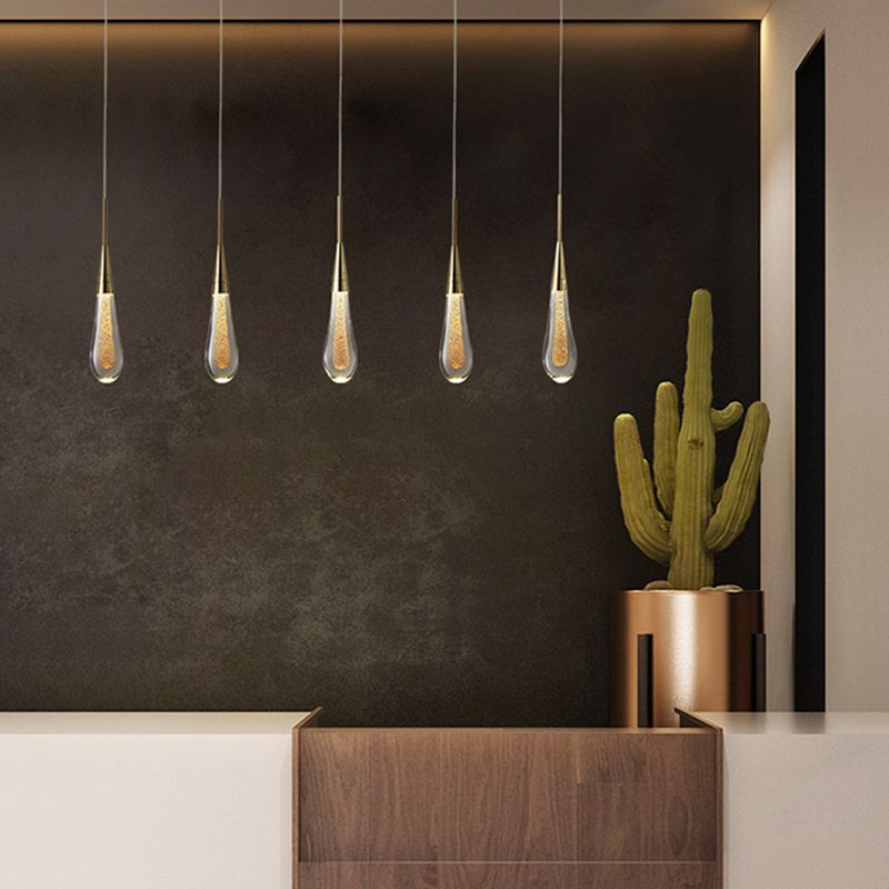 Hailie Teardrop Gold Pendant Light, Crystal & Metal, 1/3/5 Heads