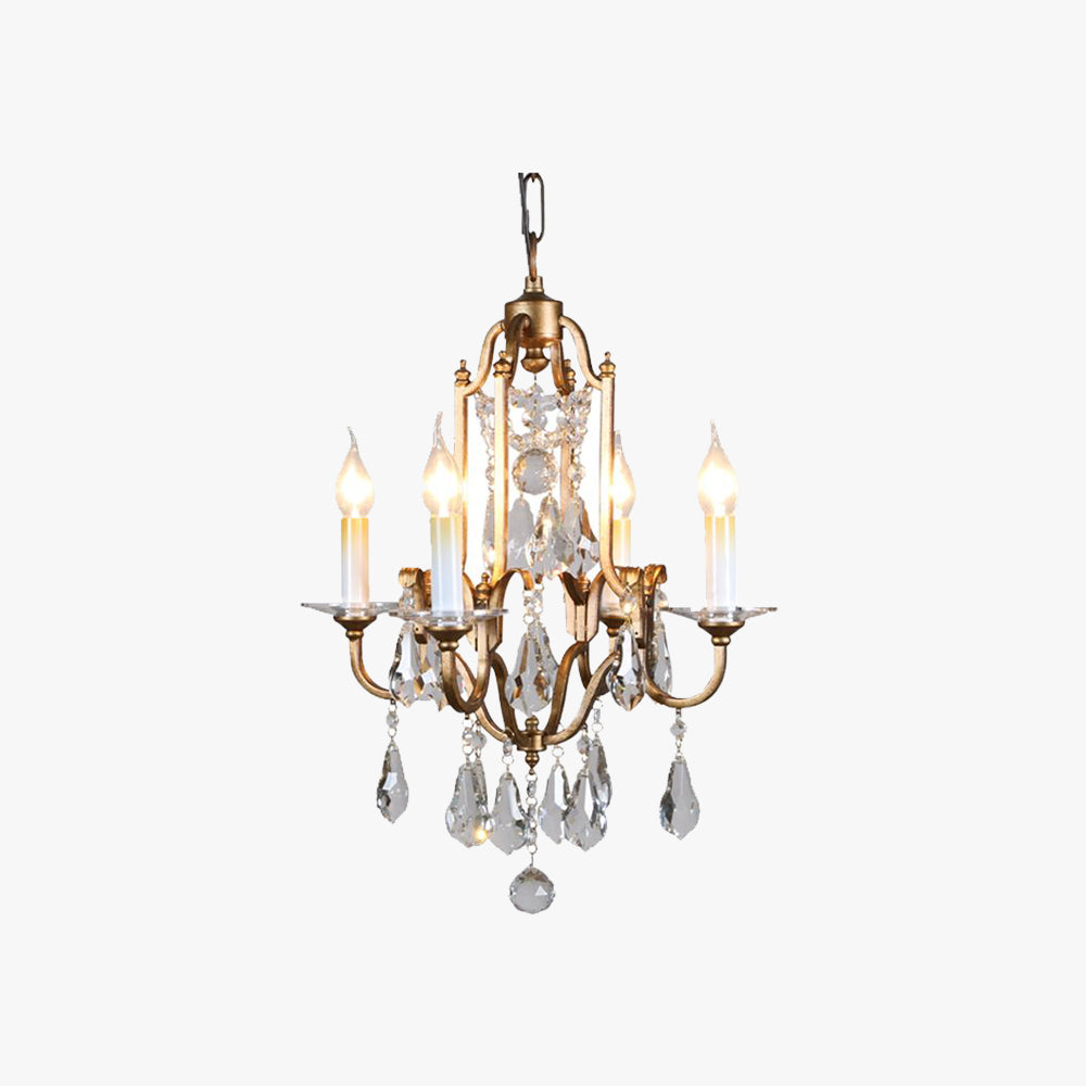 Silva Vintage Luxury Candle Crystal/Metal Chandelier, Gold