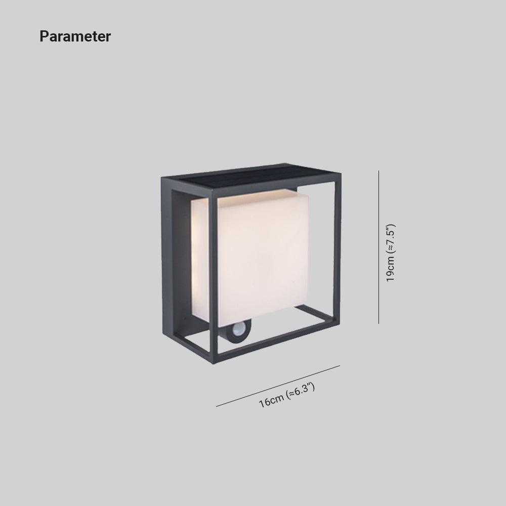 Orr Modern Rectangular Acrylic Sensor Solar Powered Outdoor Wall Lamp, Black