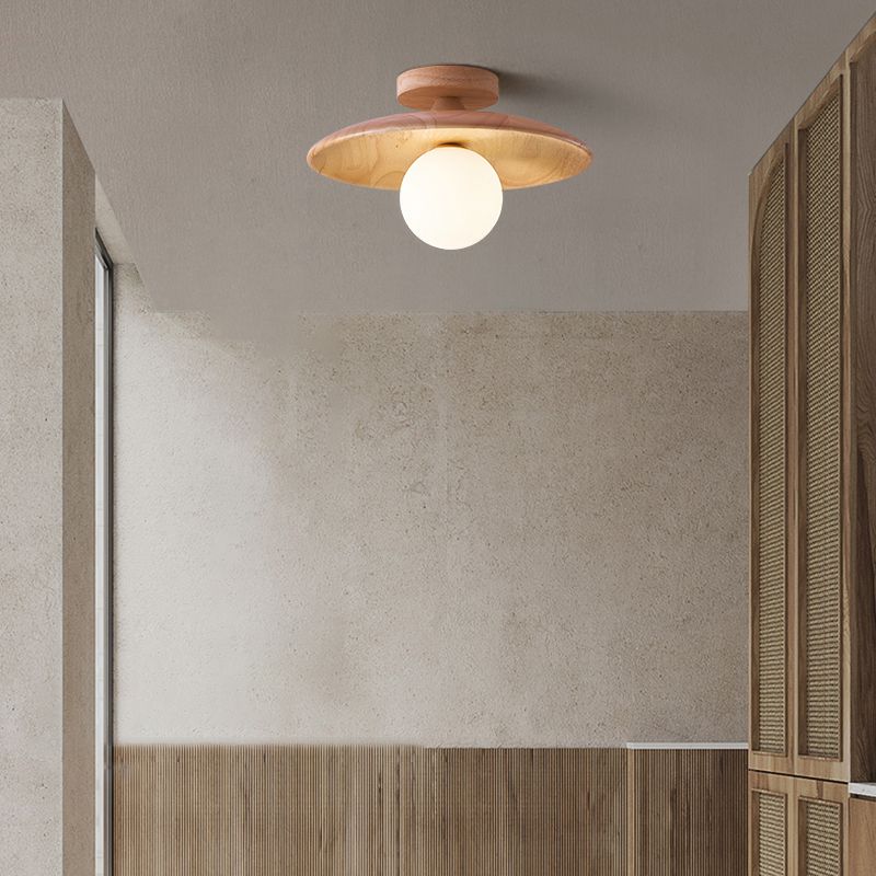 Carins Flush Mount Ceiling Light, Natural/Walnut