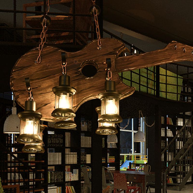 Austin Farmhouse 6 Lantern Guitar Wood/Metal Pendant Light