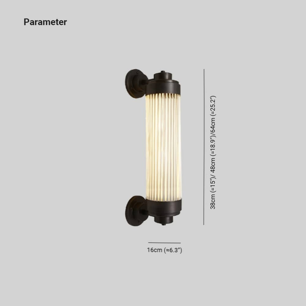 Alessio Vintage Cylindrical Glass Outdoor Wall Lamp, Bronze