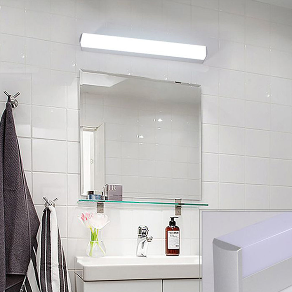 Leigh Modern Rectangular Acrylic Mirror Front Vanity Wall Lamp, White