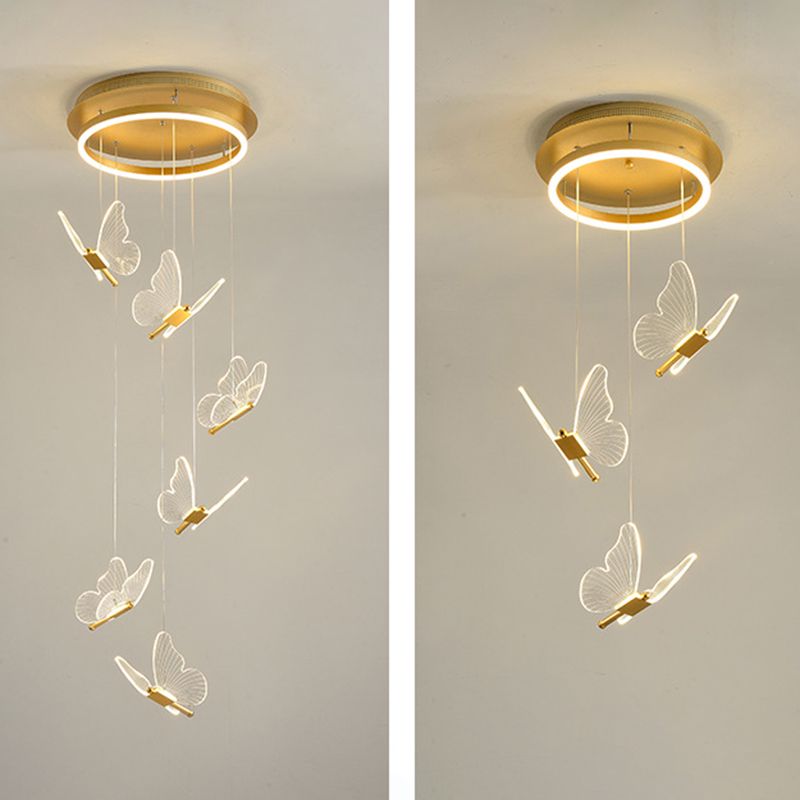 Olivia Pendant Light Butterfly Modern Luxury, Metal/Acrylic, Gold, Corridor