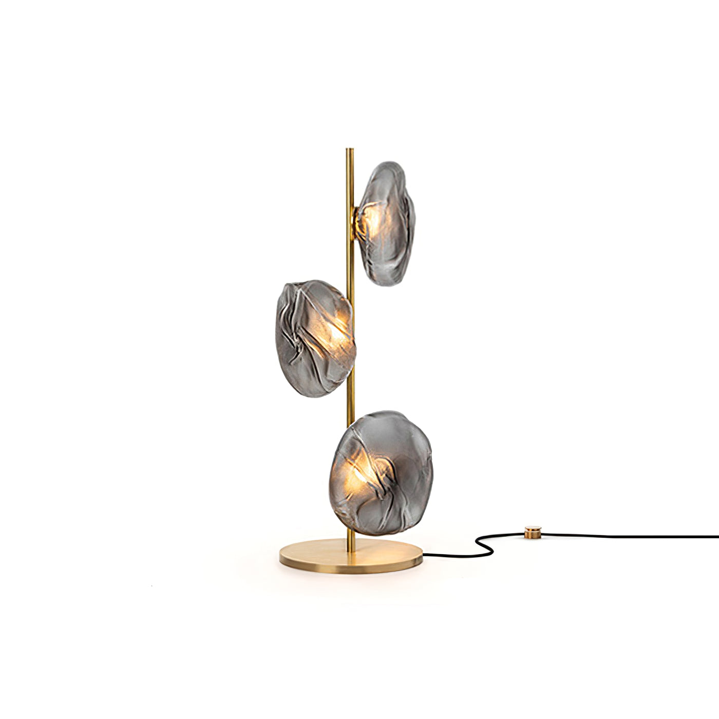Byres Designer Irregular Metal/Ceramic Table Lamp, Gold/Clear/Gray/Black