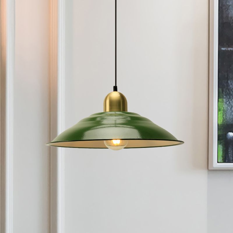 Cairns Vintage Metal Arched Pendant Light, Green