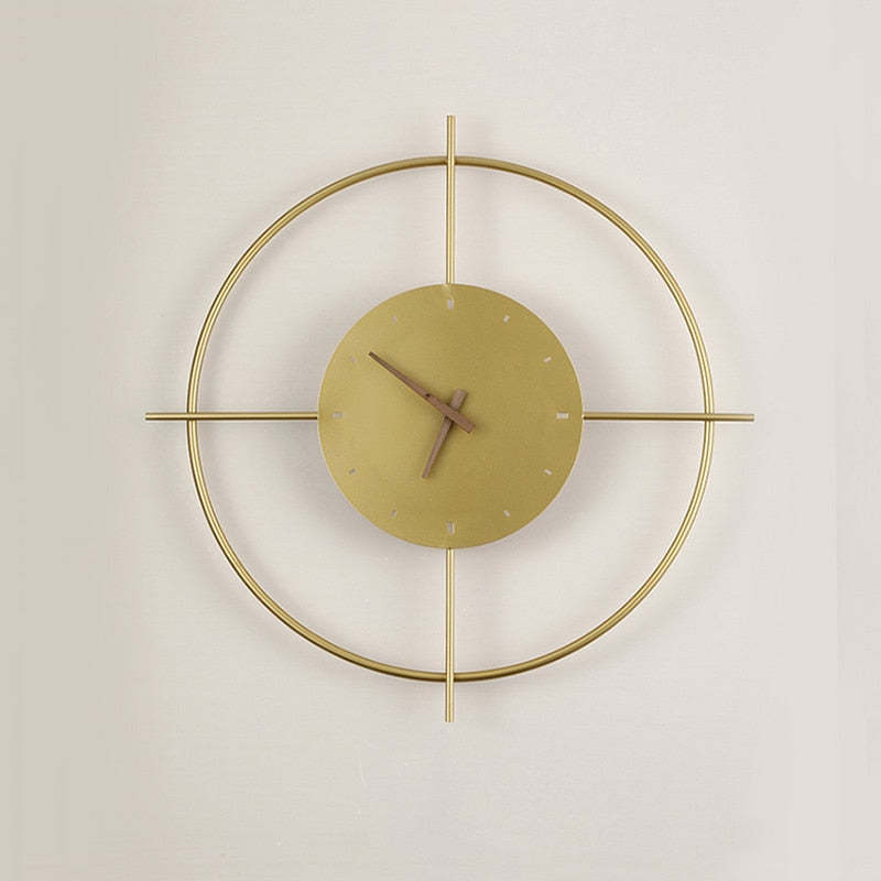 Morandi Nielsen Modern Clock Metal Wall Lamp, Gold/Black