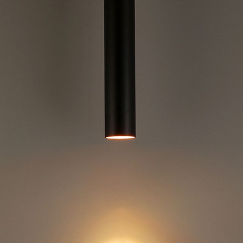 Edge Modern Cylinder Shape Linear Pendant Light, Black, Metal