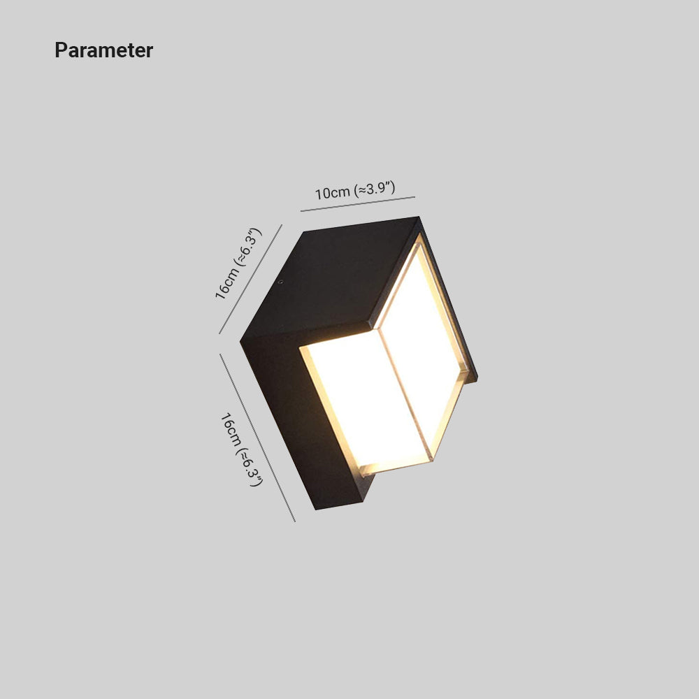 Orr Modern Square Metal Outdoor Wall Lamp, Black/White