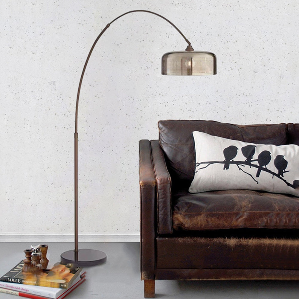 Hailie Retro Brown Curved Floor Lamp, Metal