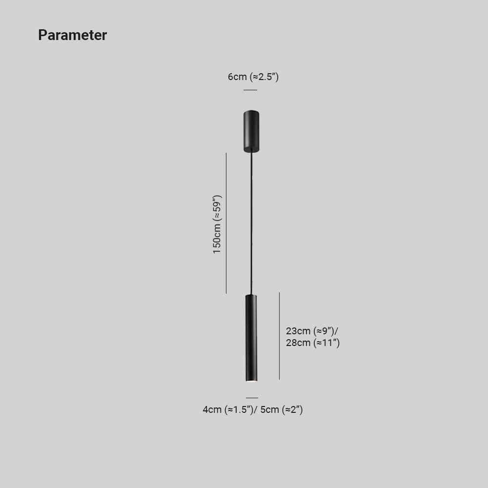 Edge Minimalist Cylinder Black Pendant Light, 9