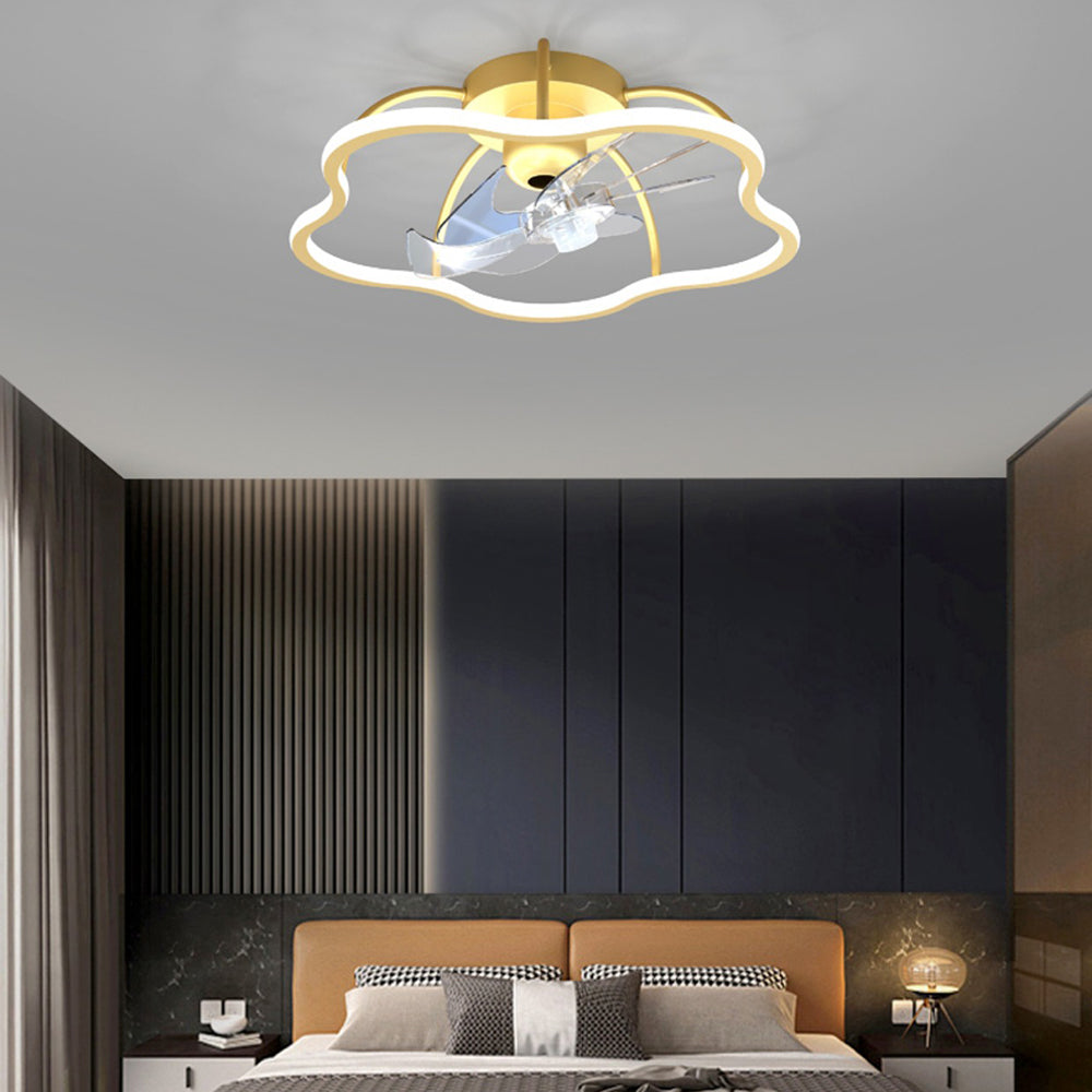Kelley Flower Gold Flush Mount Ceiling Fan with Light, 20''