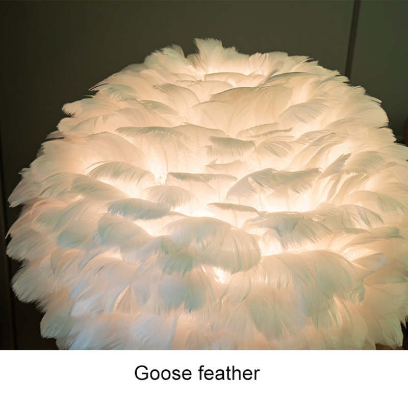 O'Moore Modern Feather Table Lamp Tripod, White/Grey/Pink/Hot Pink