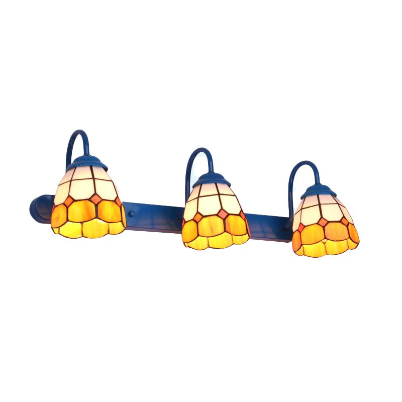 Baxter Vintage Flower Shaped Metal&Glass Bedroom Wall Lamps, Black/White/Blue