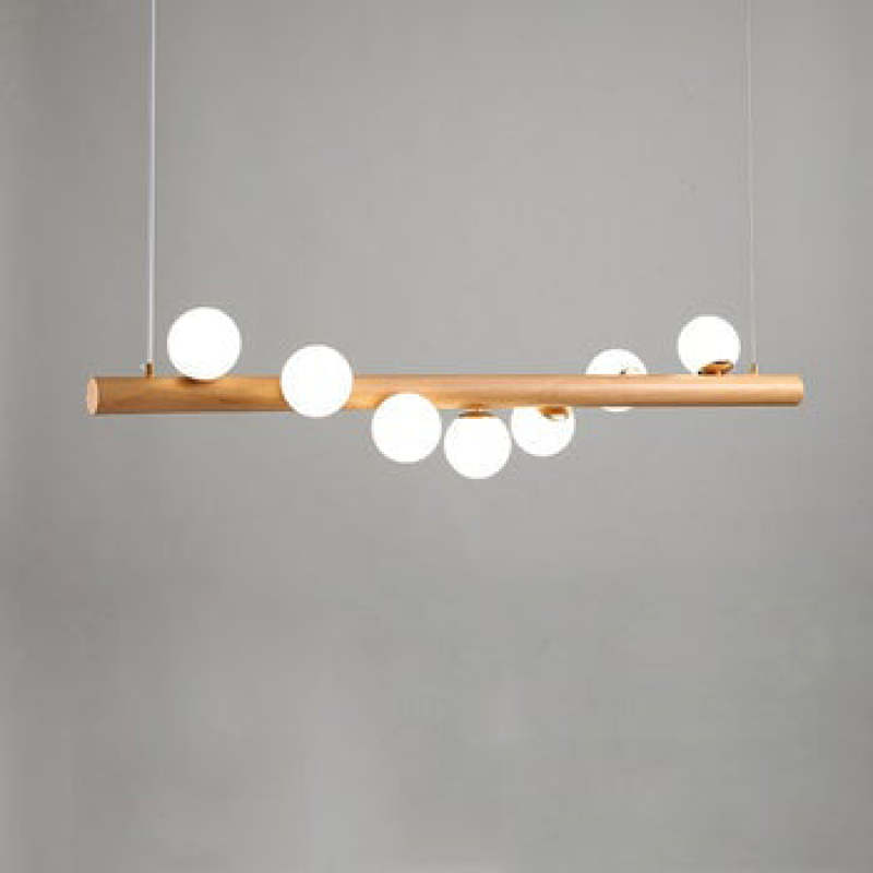 Valentina Glass Bubble Pendant Light, Wood/Walnut