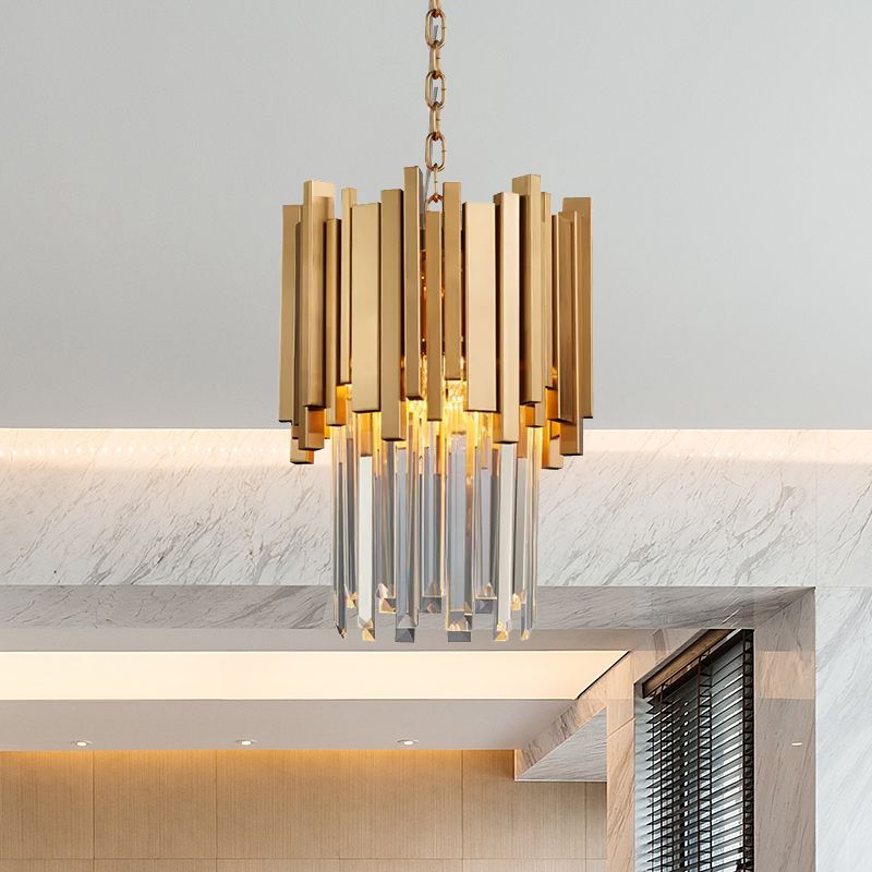 Kristy Modern Crystal Pendant Light, Gold & Chrome