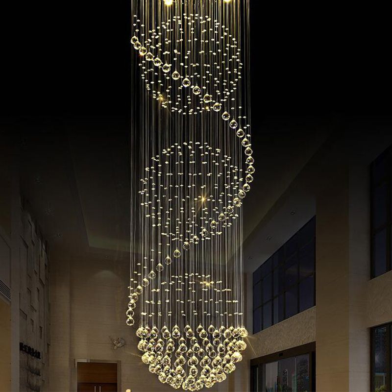 Hailie Luxury Spiral Cascading Crystal Chandelier, Chrome