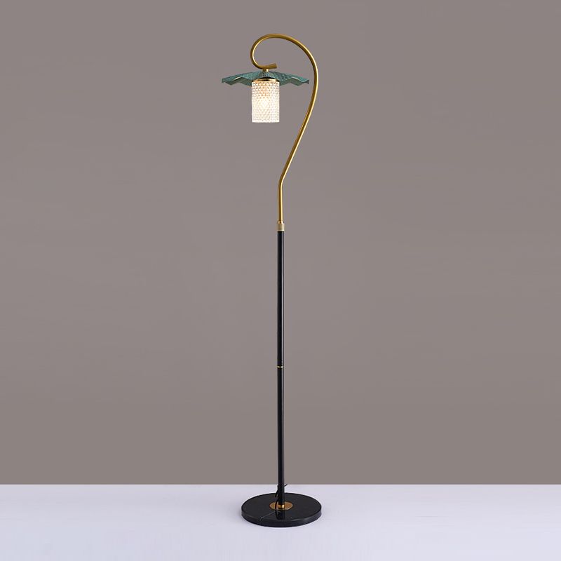 Carins Retro Lotus Metal Acrylic Floor Lamp, Gold/Green/Light Green