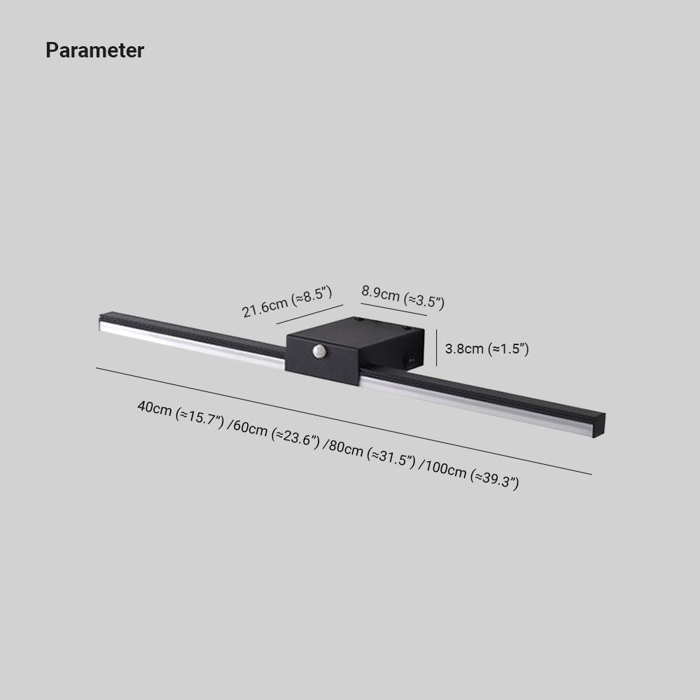 Edge Minimalist Linear Metal Wall Lamp, Black/White, Bathroom