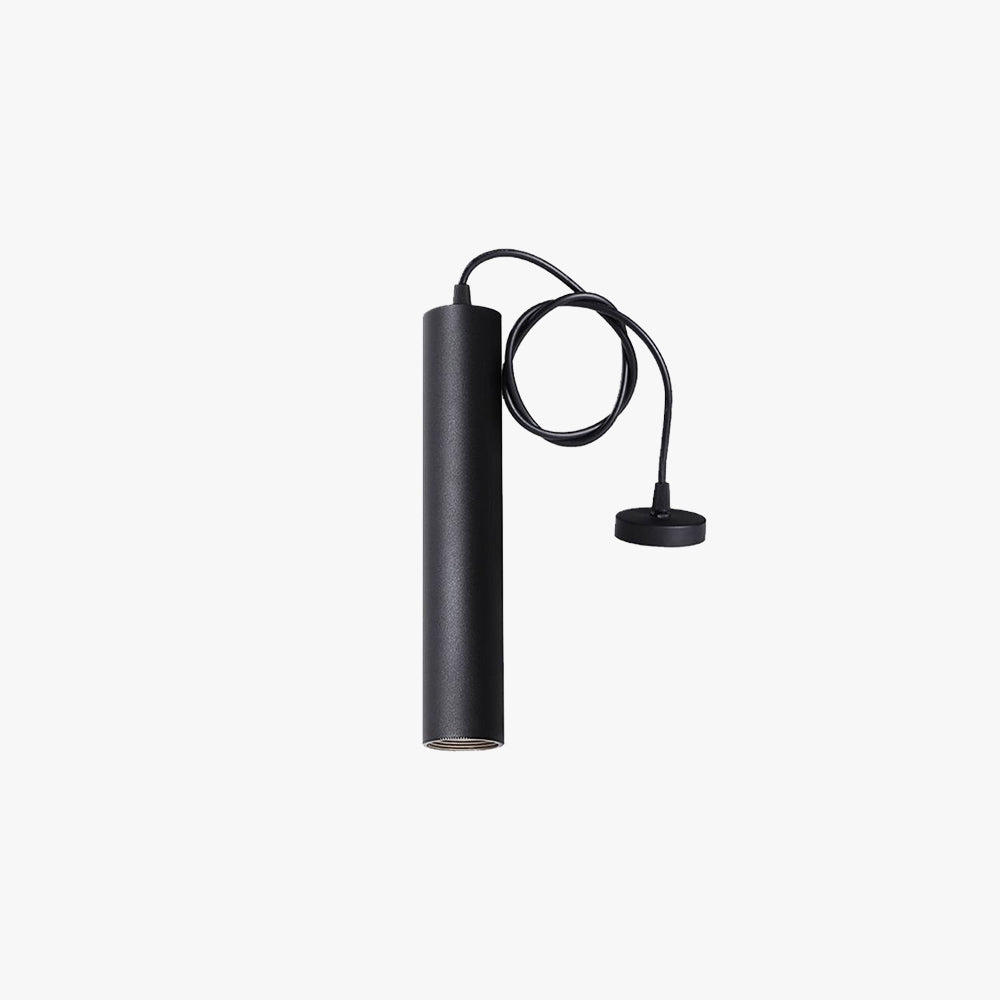 Edge Modern Cylinder Shape Linear Pendant Light, Black, Metal