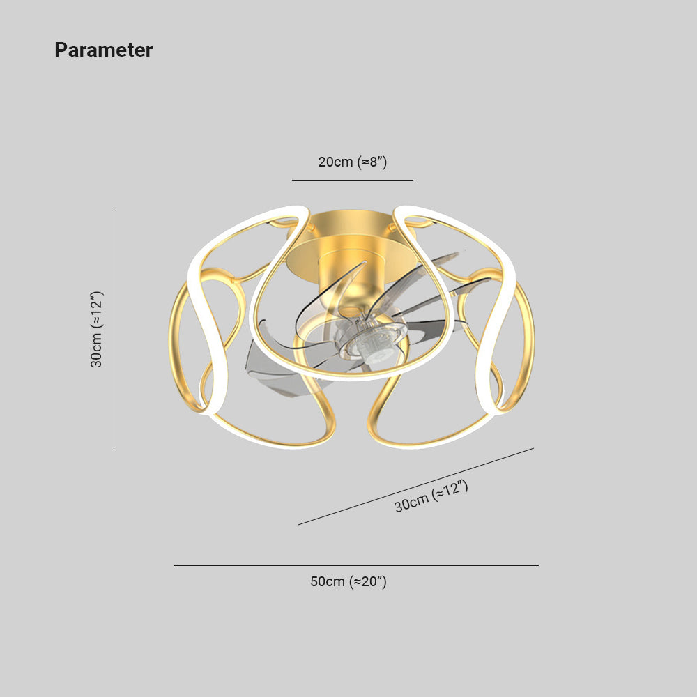 Lacey Gold Flush Mount Ceiling Fan with Light, 20''