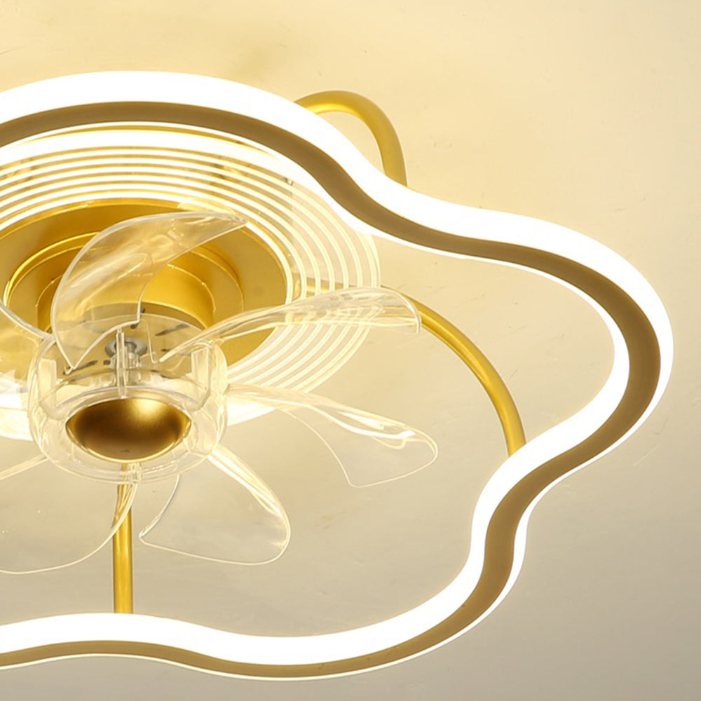 Kelley Flower Gold Flush Mount Ceiling Fan with Light, 20''