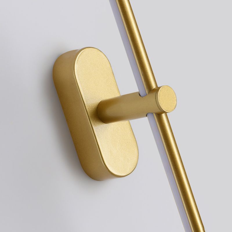 Leigh Minimalist Linear Metal/Acrylic Wall Lamp, White/Black/Gold