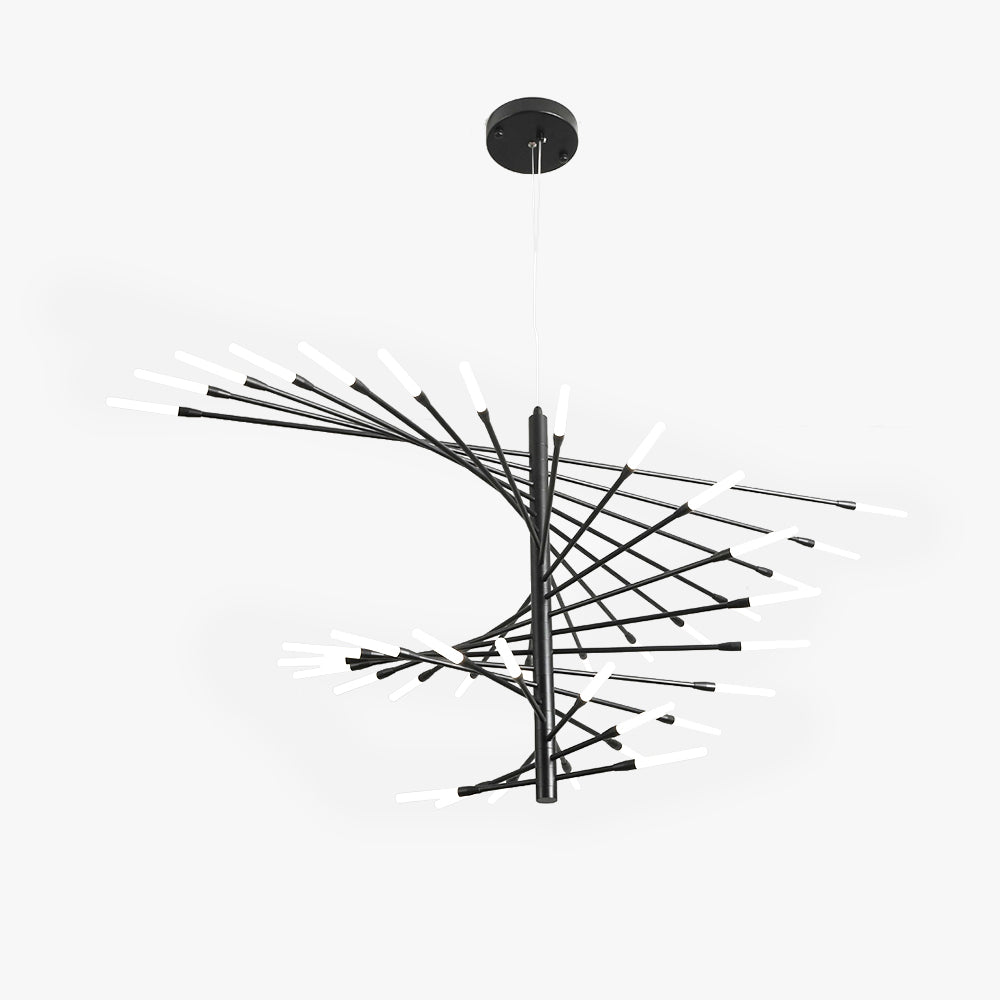 Lowry Modern Chandelier Rotating Fireworks, Black/Gold, Living Room/Art Gallery