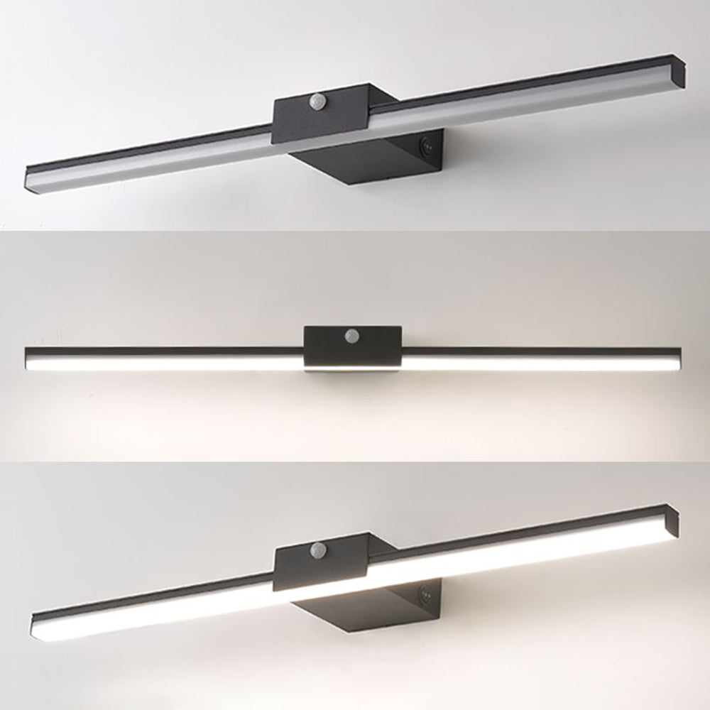 Edge Minimalist Linear Metal Wall Lamp, Black/White, Bathroom