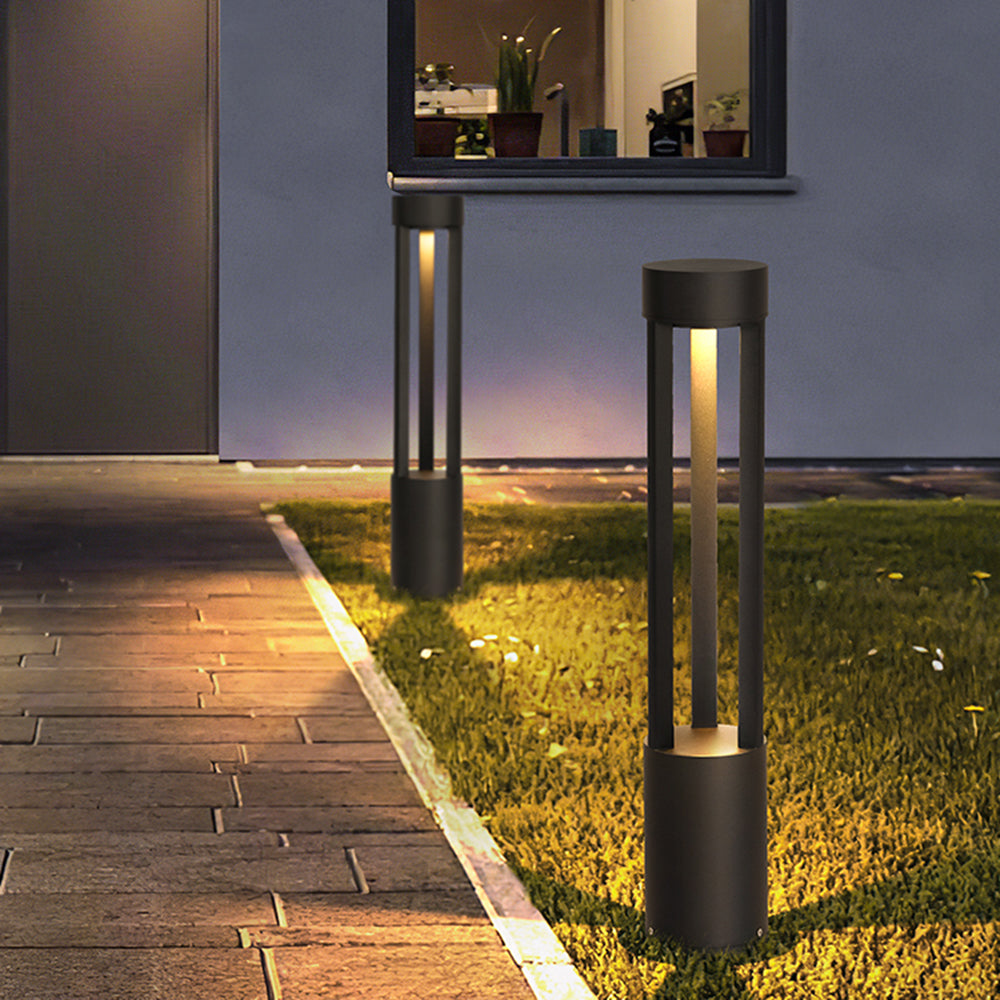 Pena Modern Cylindrical Hollow Outdoor Path Light, Black