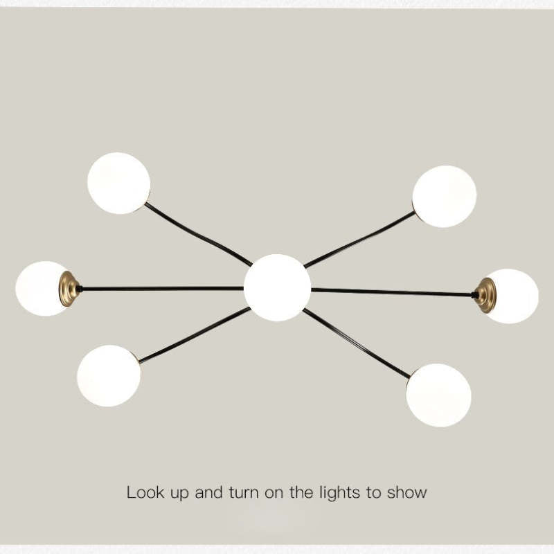 Nordic Modern Globe Metal Chandelier, White/Black
