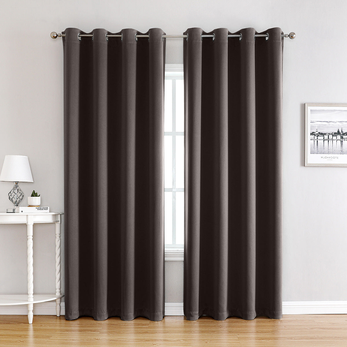 Modern Solid Color Simple Polyester Blackout Curtain