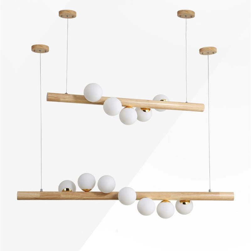Valentina Glass Bubble Pendant Light, Wood/Walnut