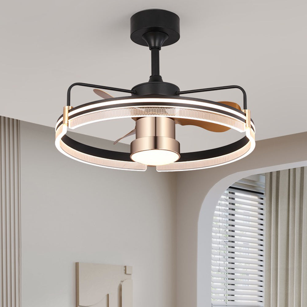 Kelley Ceiling Fan with Light, 2 Style, Aluminium & Metal, 24''