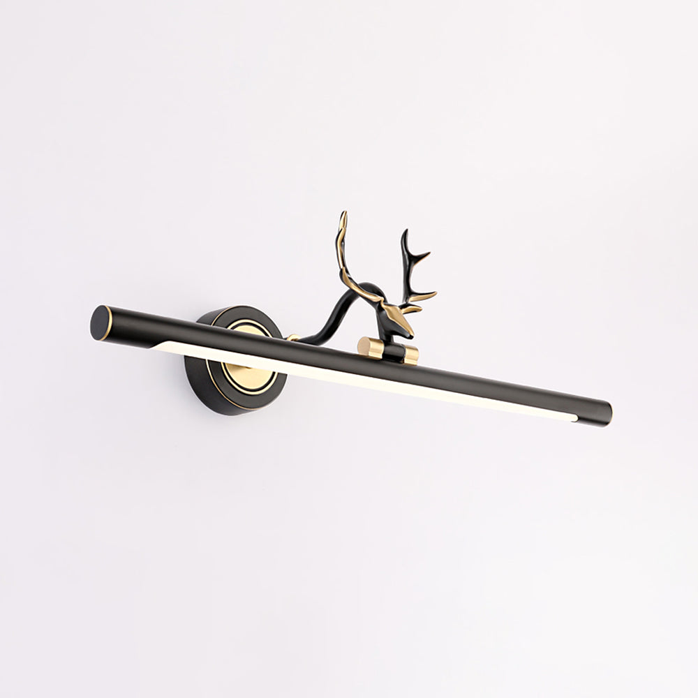 Leigh Decorative Deer Mirror Front Vanity Wall Lamp, Black/Gold