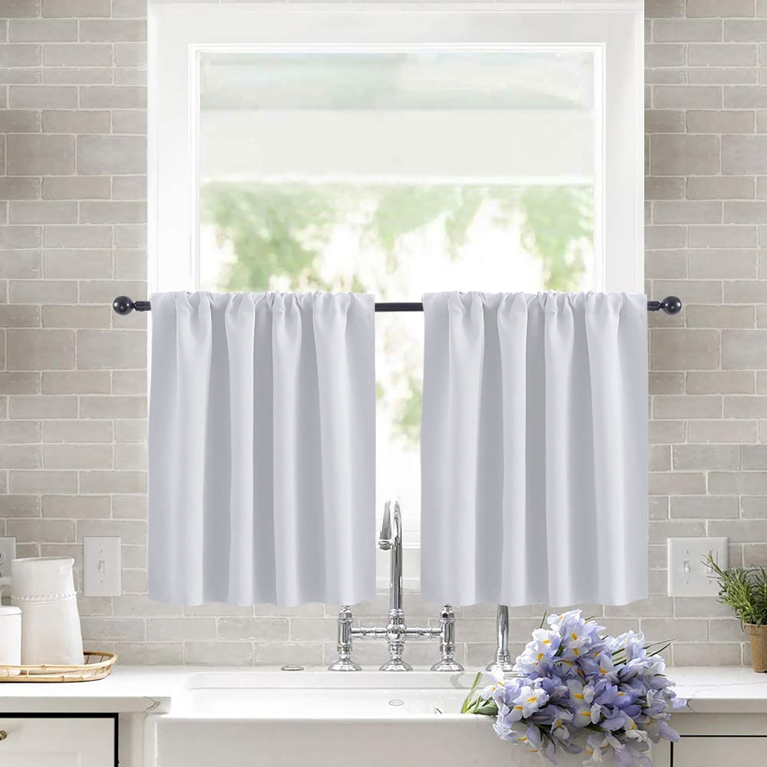 Modern Pure White Short Blackout Curtain