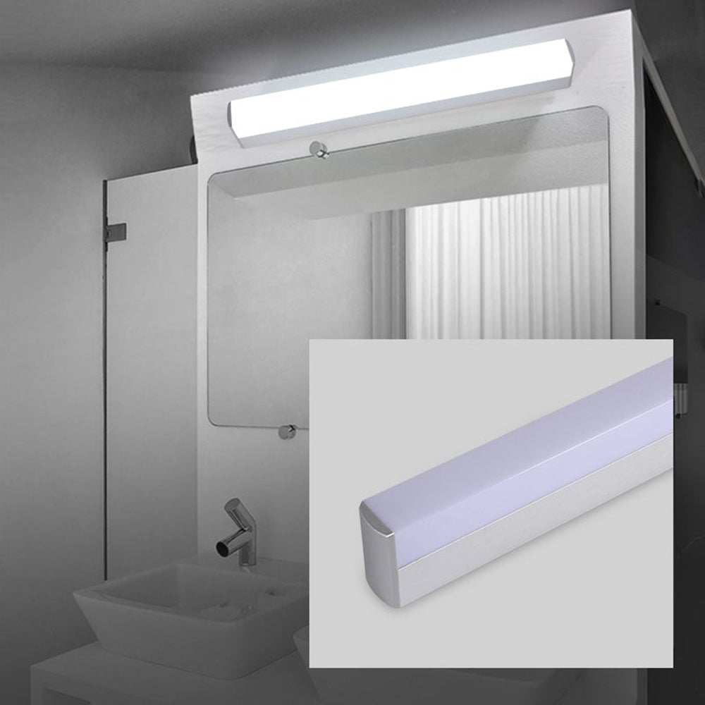Leigh Modern Rectangular Acrylic Mirror Front Vanity Wall Lamp, White