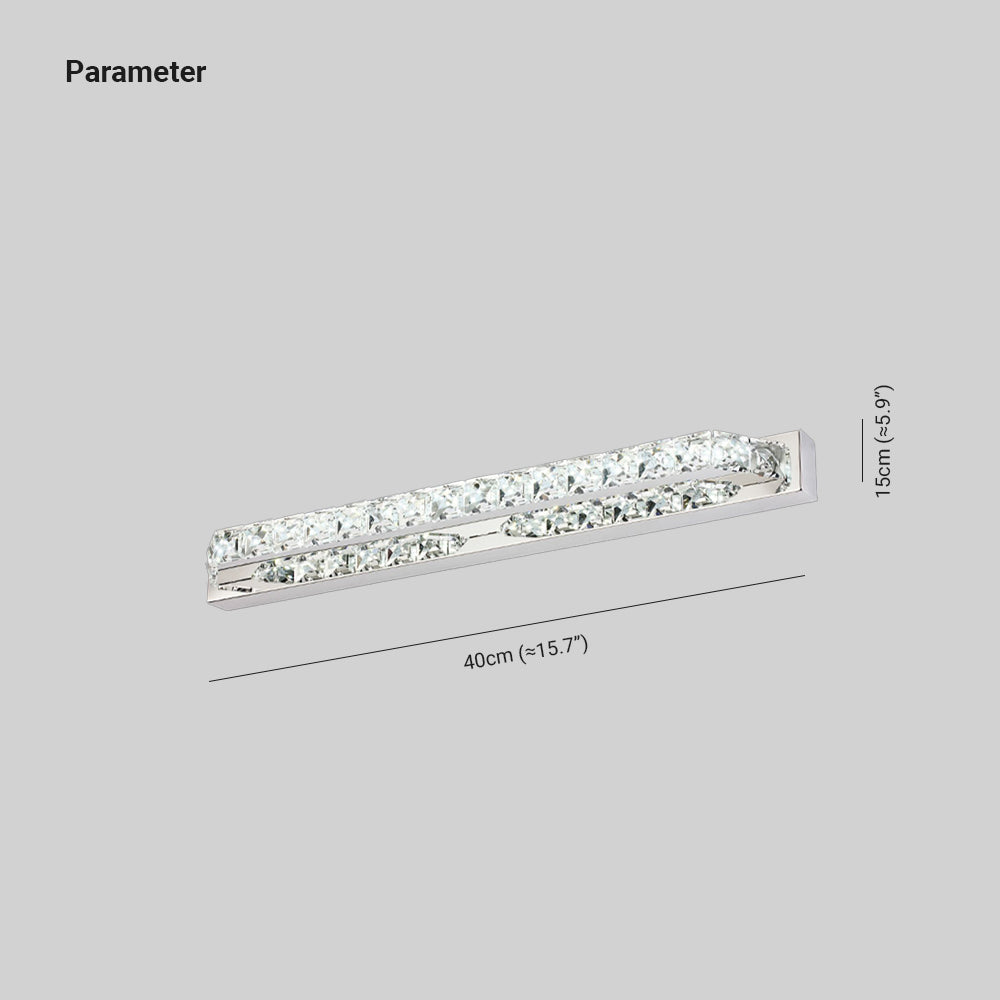Kristy Luxury Linear Crystal Mirror Front Vanity Wall Lamp, Silver
