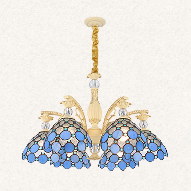 Alessio Mediterranean Branch Glass/Metal Chandelier, Blue