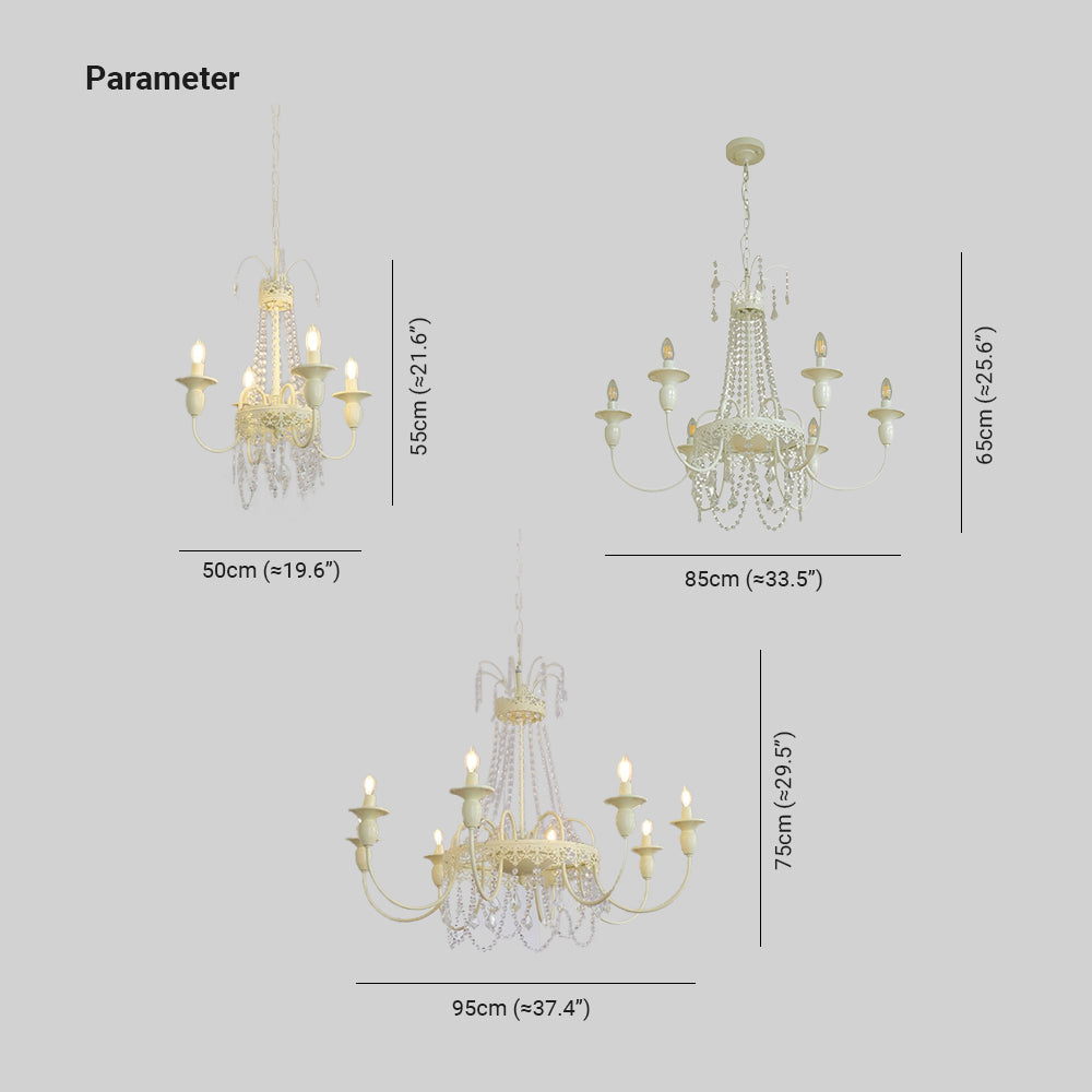 Silva Pendant Light Candle French, Crystal/Metal, White, Bedroom