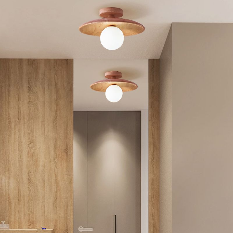 Carins Flush Mount Ceiling Light, Natural/Walnut
