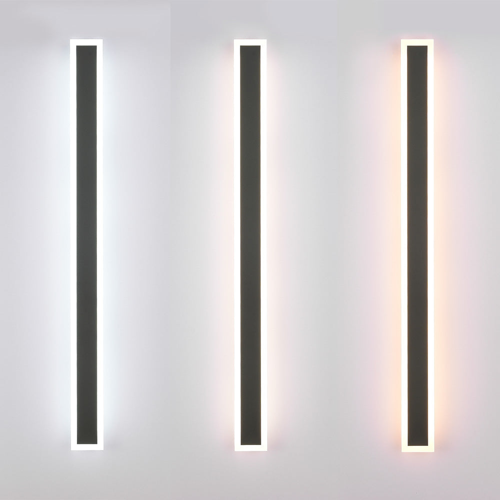 Edge Modern Outer Glow Linear Metal Outdoor Wall Light, Dark Steel Gray