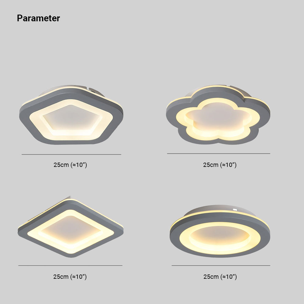 Quinn Modern Flower Metal Flush Mount Ceiling Light, Grey