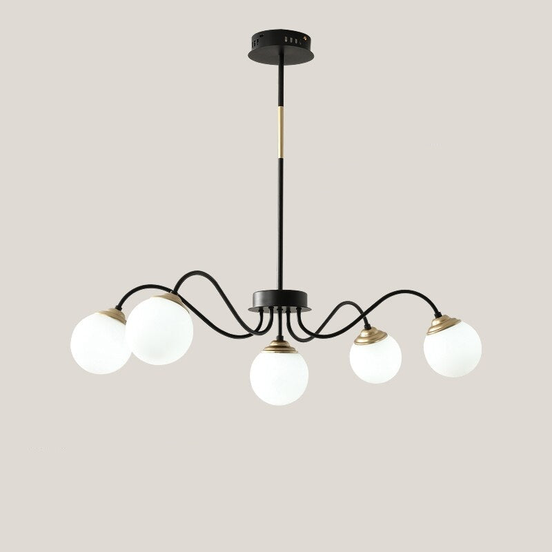 Nordic Modern Globe Metal Chandelier, White/Black