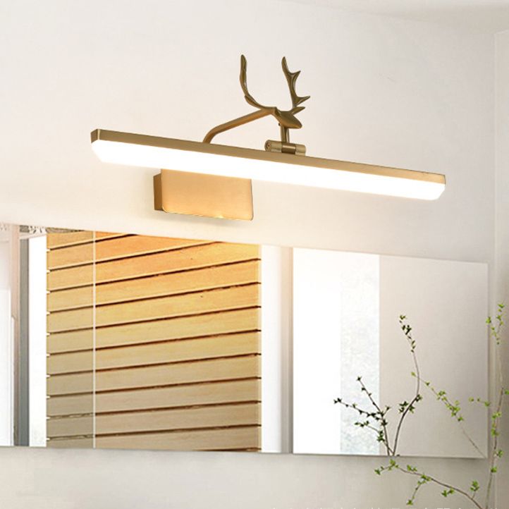 Edge Vintage Antlers Mirror Front Vanity Metal LED Wall Lamp