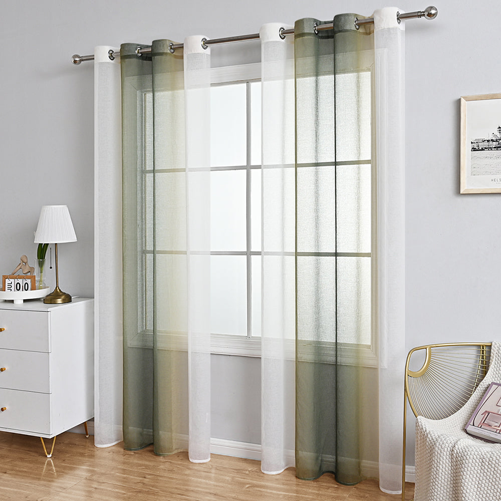 Modern Two Tone Polyester Sheer Curtain, 5 Colors