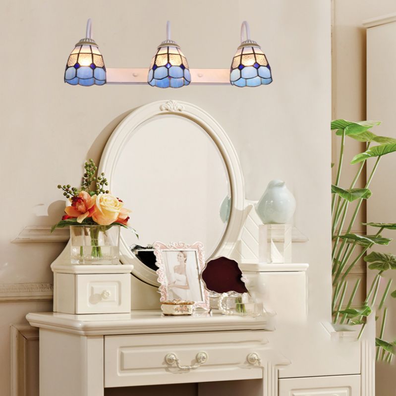 Baxter Vintage Flower Shaped Metal&Glass Bedroom Wall Lamps, Black/White/Blue