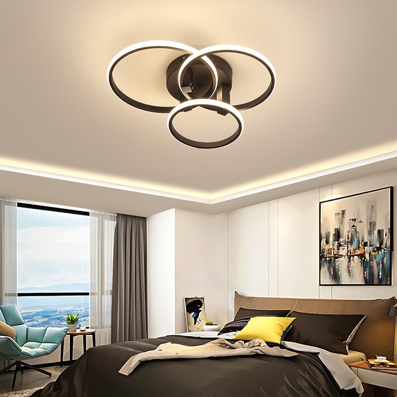 Lacey LED Ceiling Light Circle Ring, Black & White