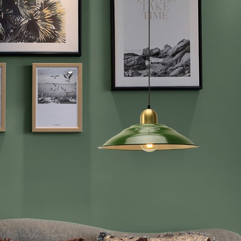 Cairns Vintage Metal Arched Pendant Light, Green